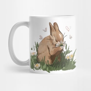 Rabbit and flowers Mug